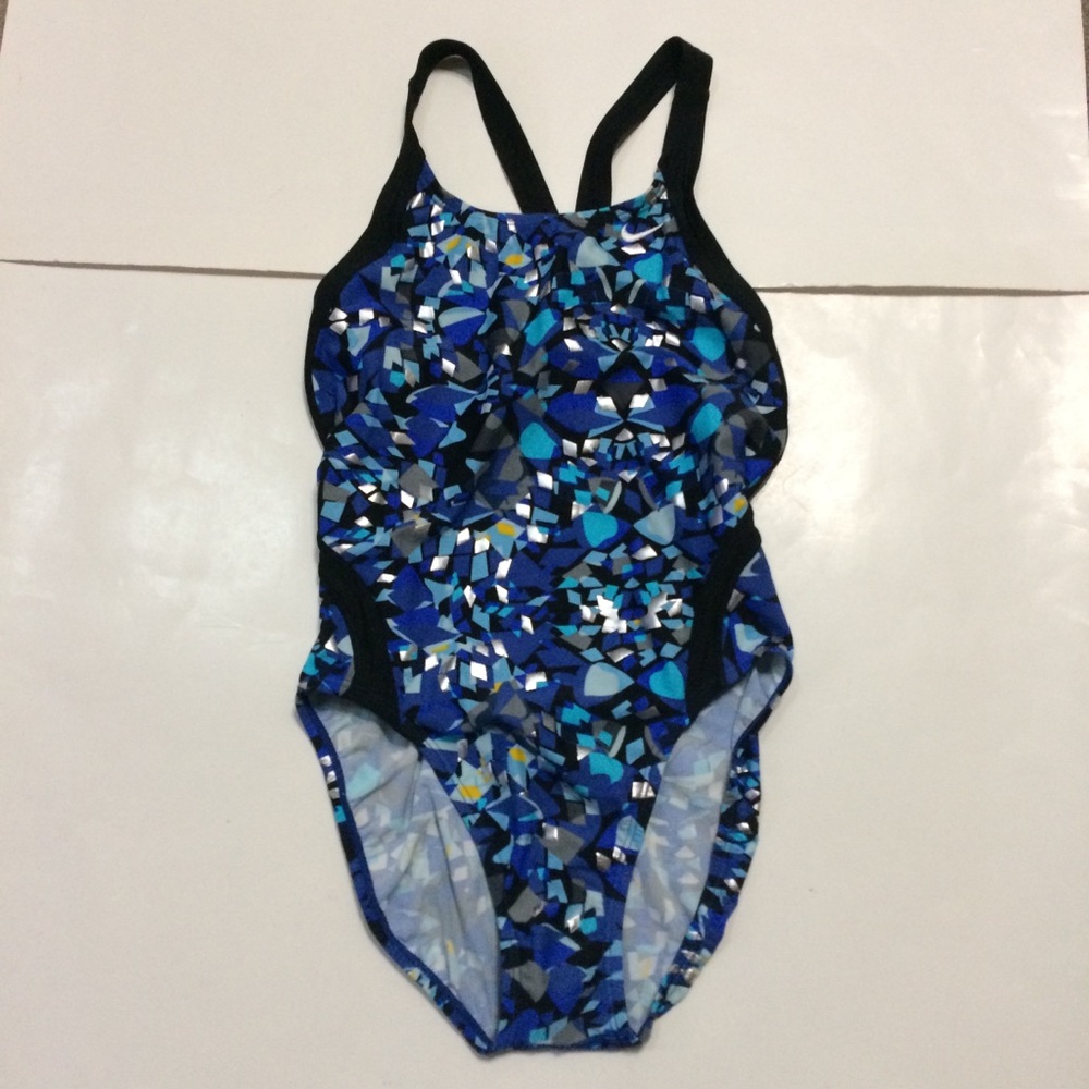 Nike Blue and Black Racerback One Piece Swimsuit